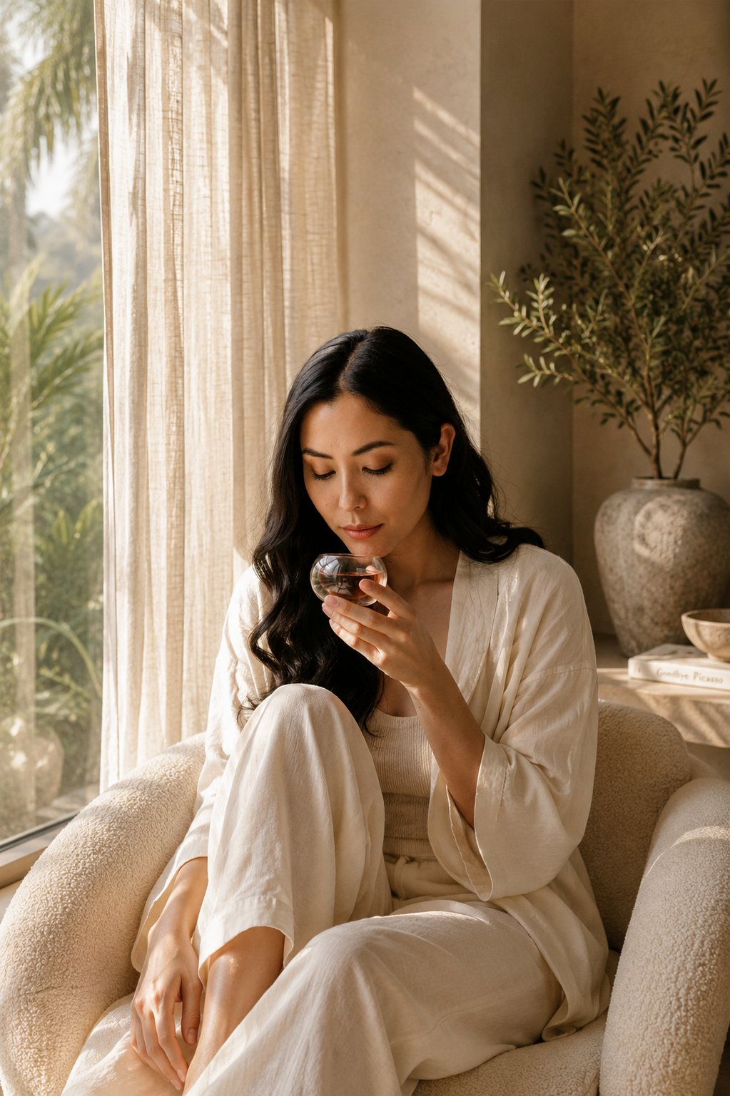 A quiet morning by the window, cup in hand