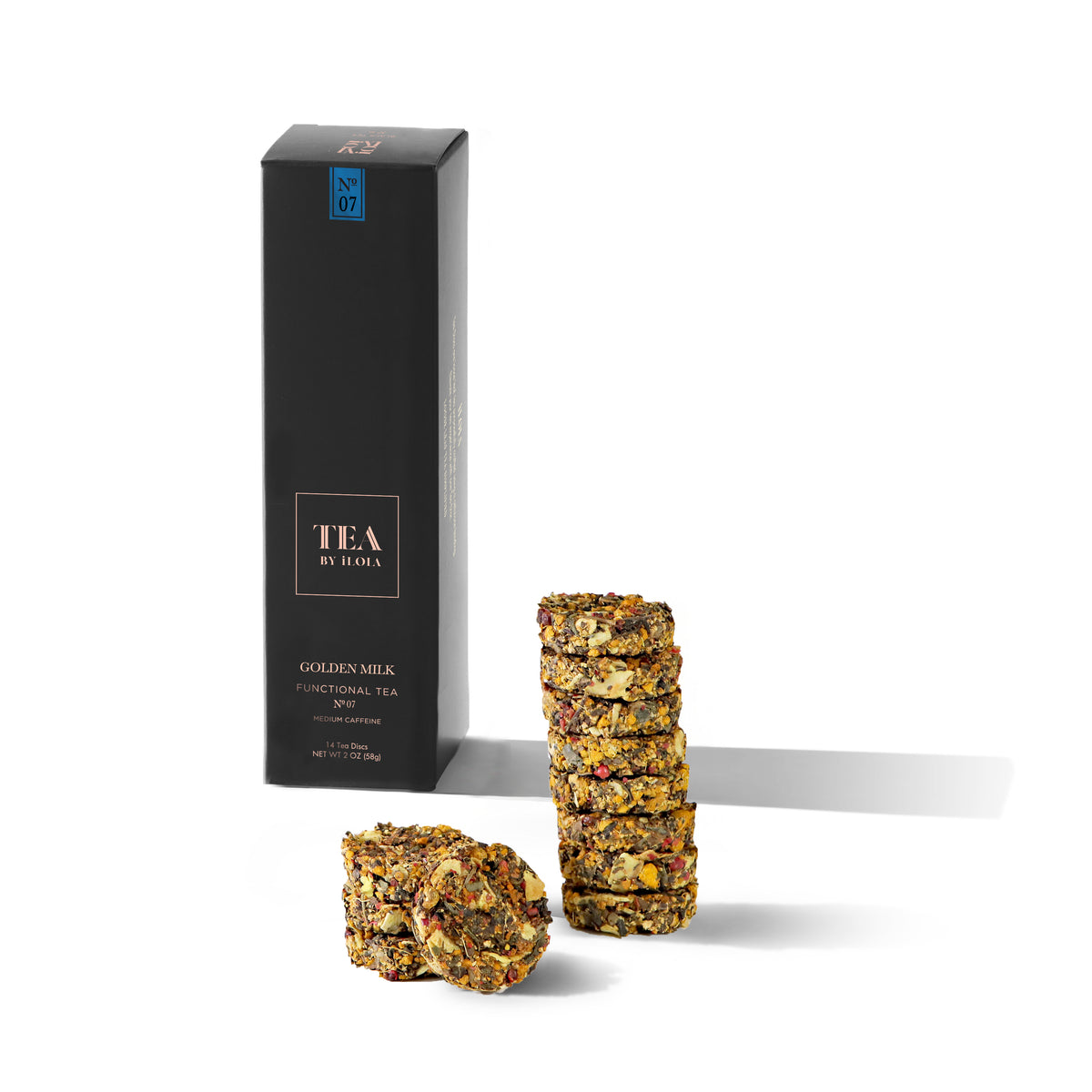Golden Milk No. 7 | Turmeric Ginger Tea with Coconut & Ashwagandha | Caffeine-Free Tea Discs | Probiotic Blend